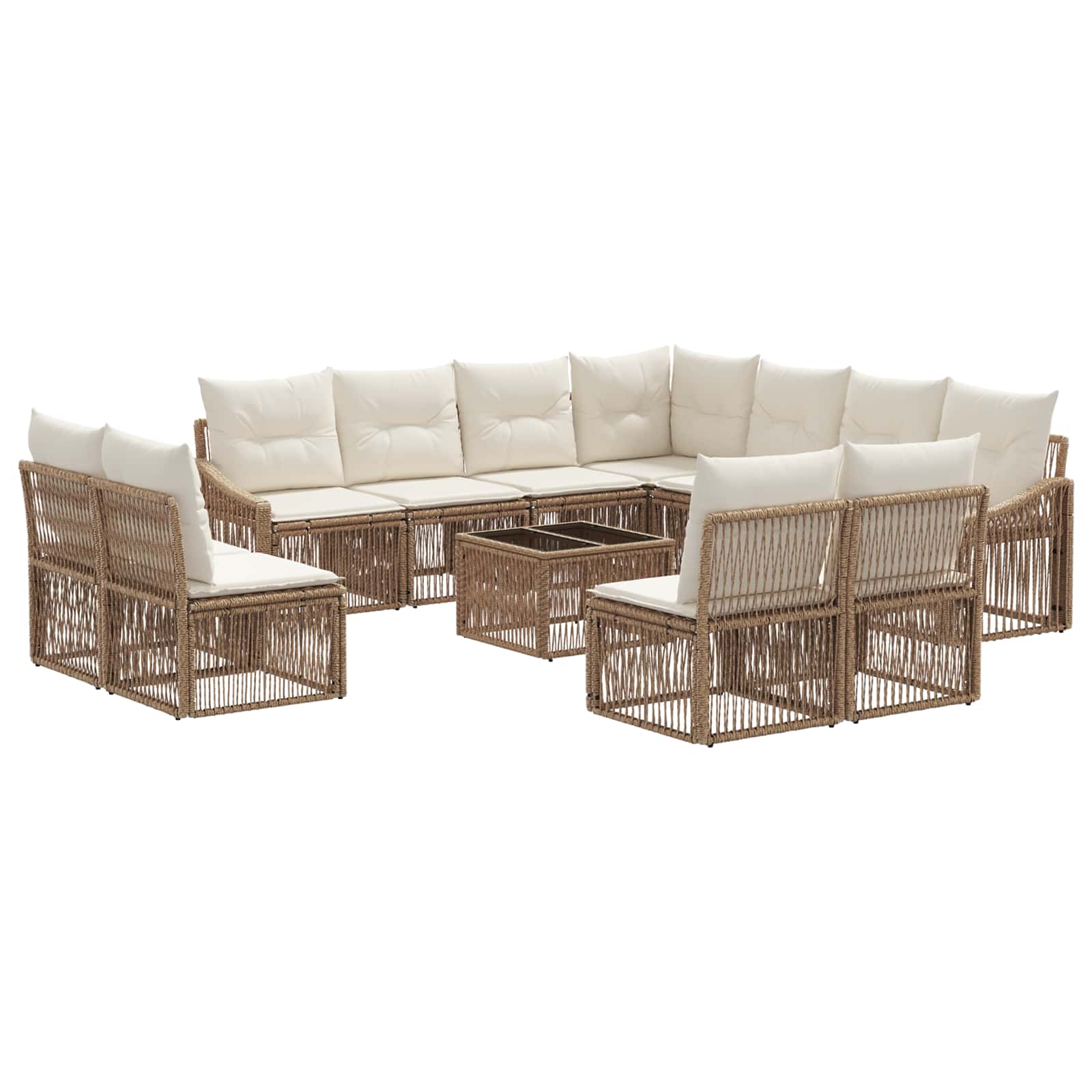 Set Divano da Giardino 12 pcs Beige polyrattan | homemem39