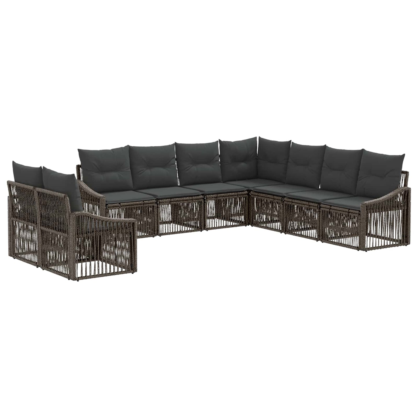 Set Divano da Giardino 9 pcs Grigio polyrattan