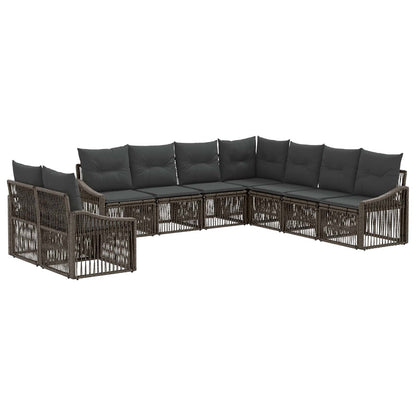 Set Divano da Giardino 9 pcs Grigio polyrattan