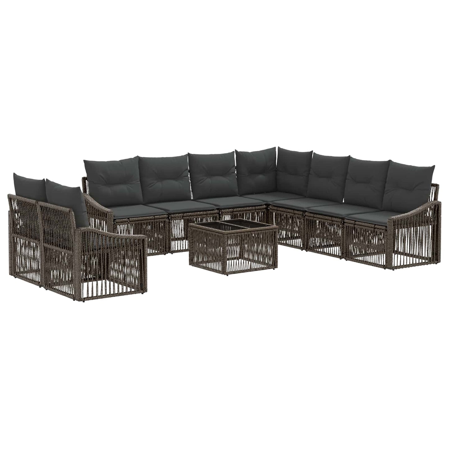 Set Divano da Giardino 10 pcs Grigio polyrattan | homemem39