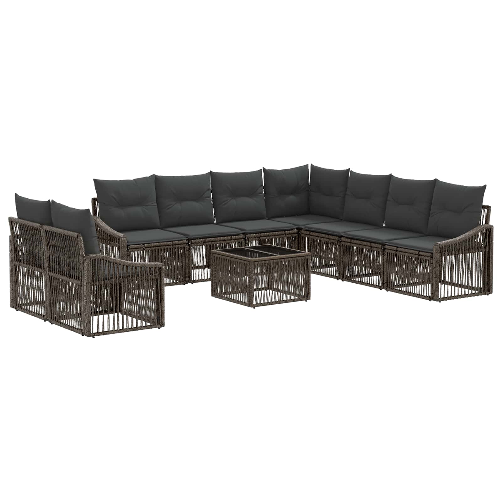 Set Divano da Giardino 10 pcs Grigio polyrattan | homemem39