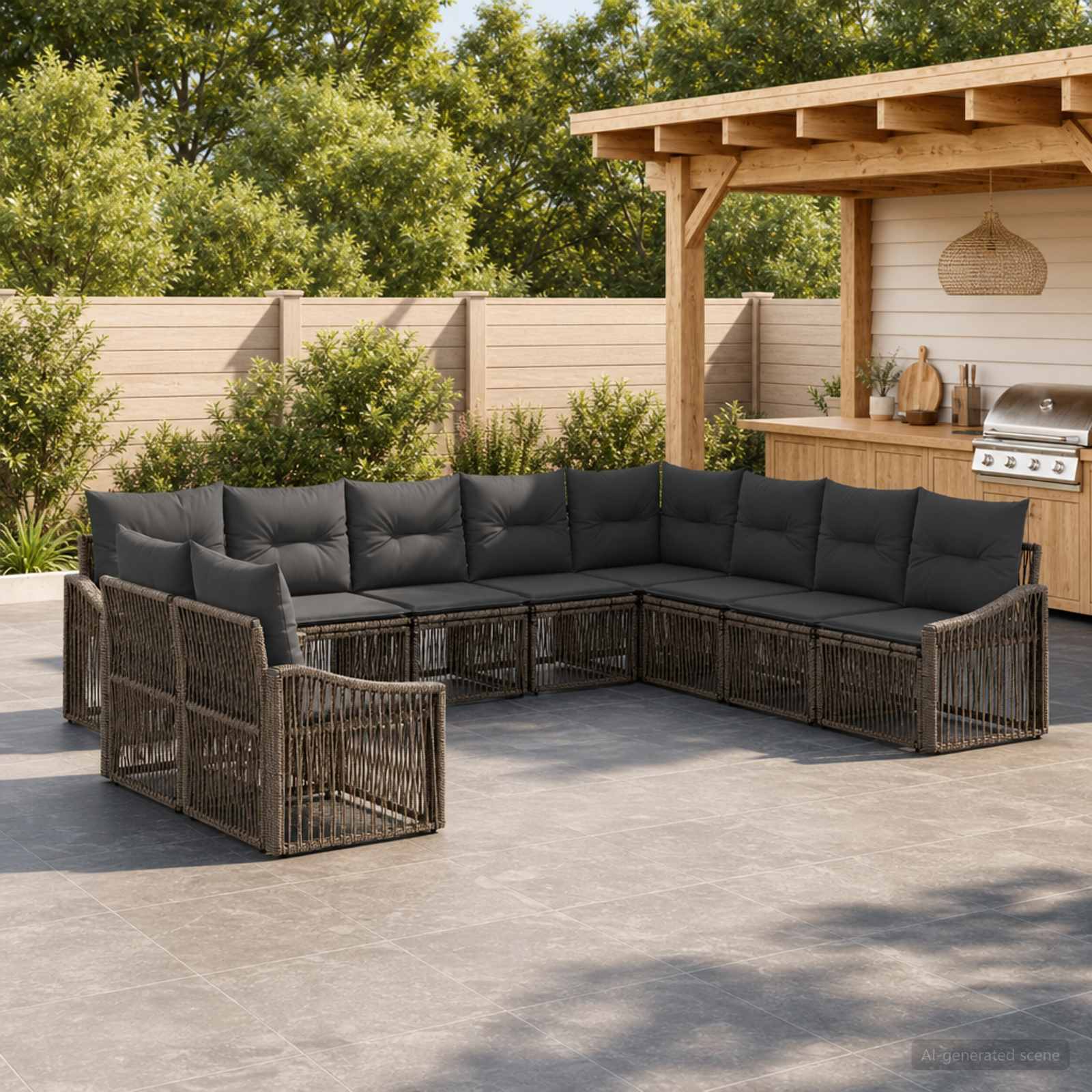 Set Divano da Giardino 10 pcs Grigio polyrattan | homemem39