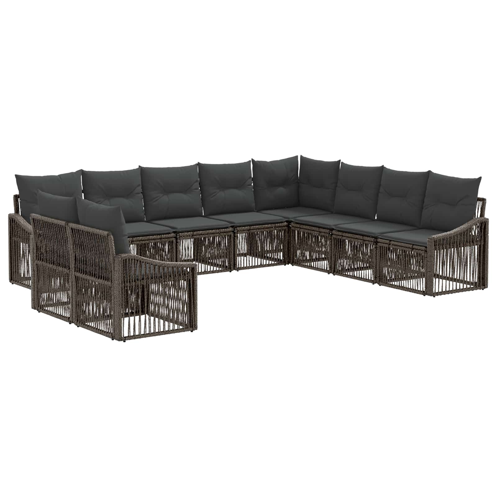 Set Divano da Giardino 10 pcs Grigio polyrattan | homemem39