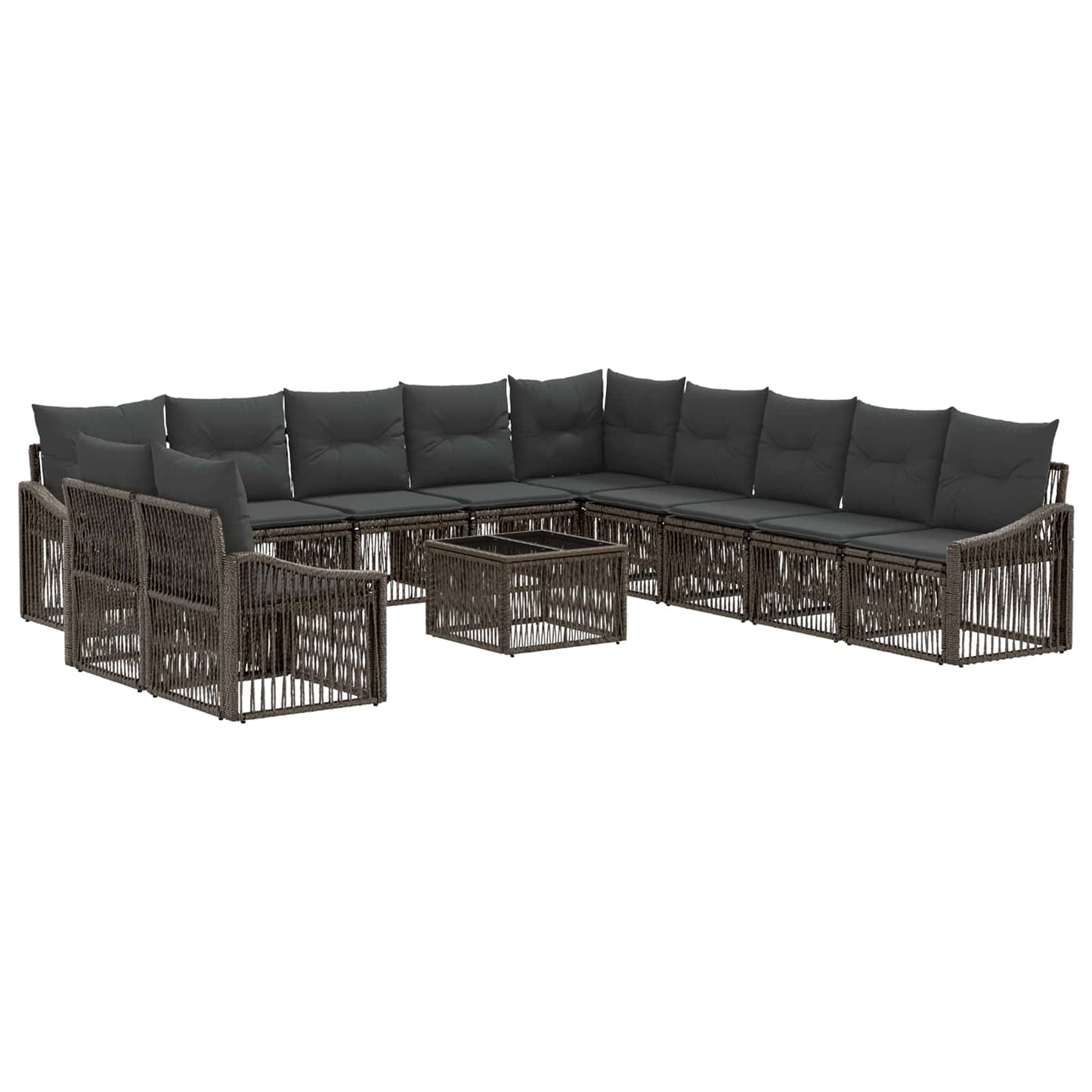 Set Divano da Giardino 12 pz Grigio polyrattan