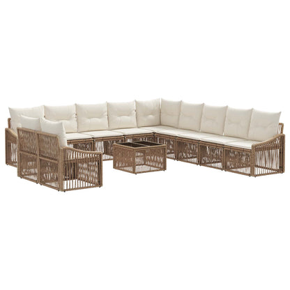 Set Divano da Giardino 12 pz Beige polyrattan