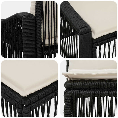 Set Divano da Giardino 7 pz 7-Numero di posti Nero polyrattan | homemem39