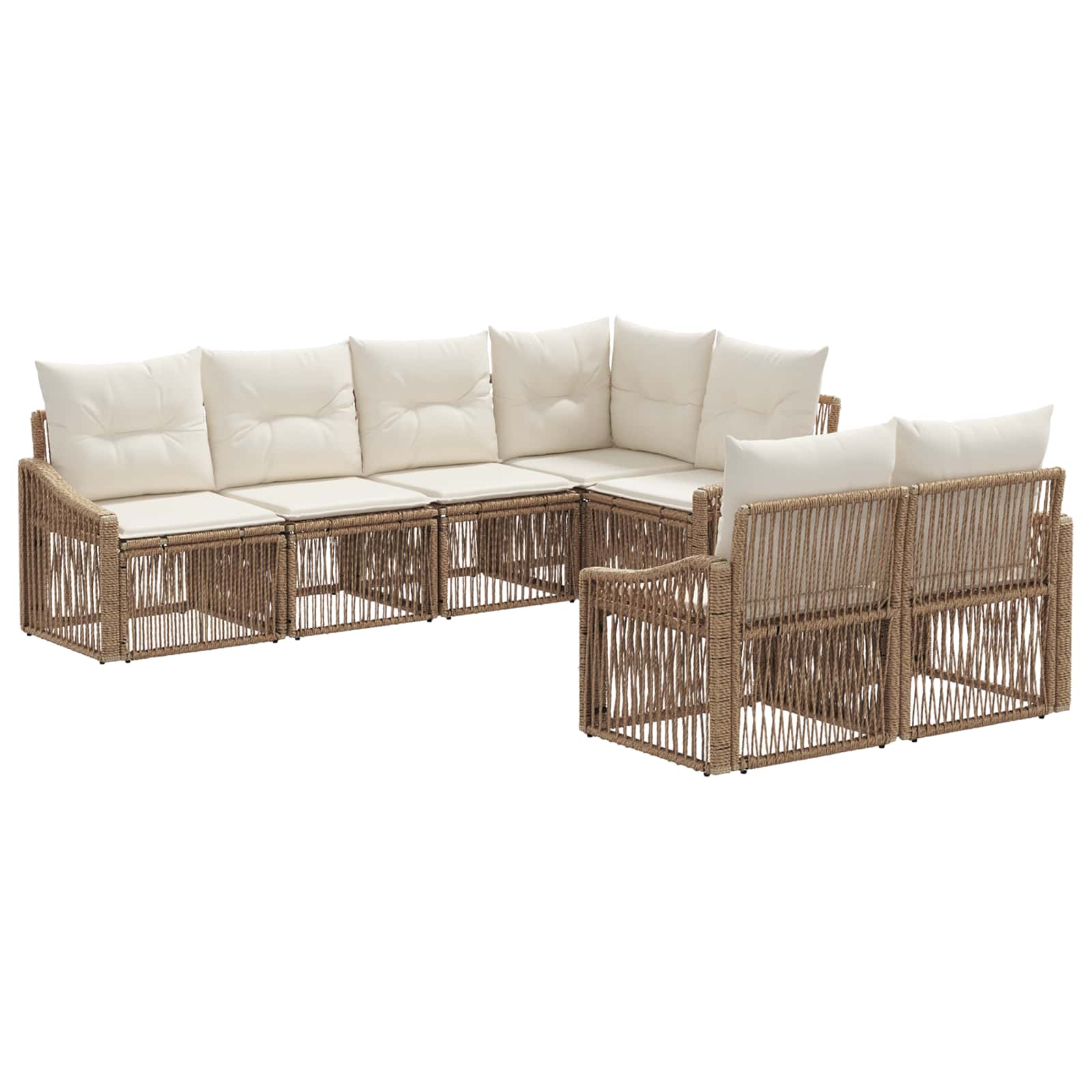 Set Divano da Giardino 7 pz 7-Numero di posti Beige polyrattan | homemem39