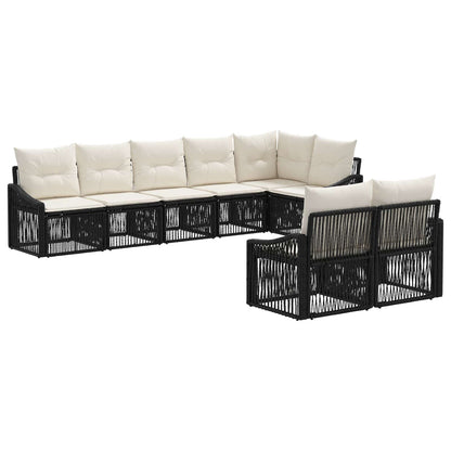Set Divano da Giardino 8 pcs Nero polyrattan | homemem39