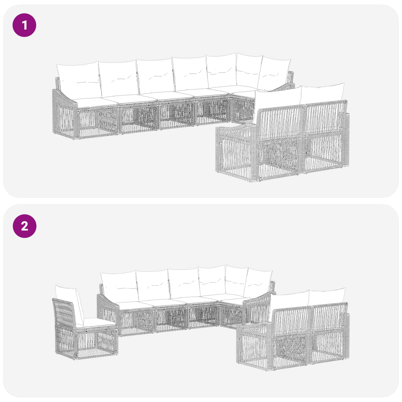 Set Divano da Giardino 8 pcs Nero polyrattan | homemem39