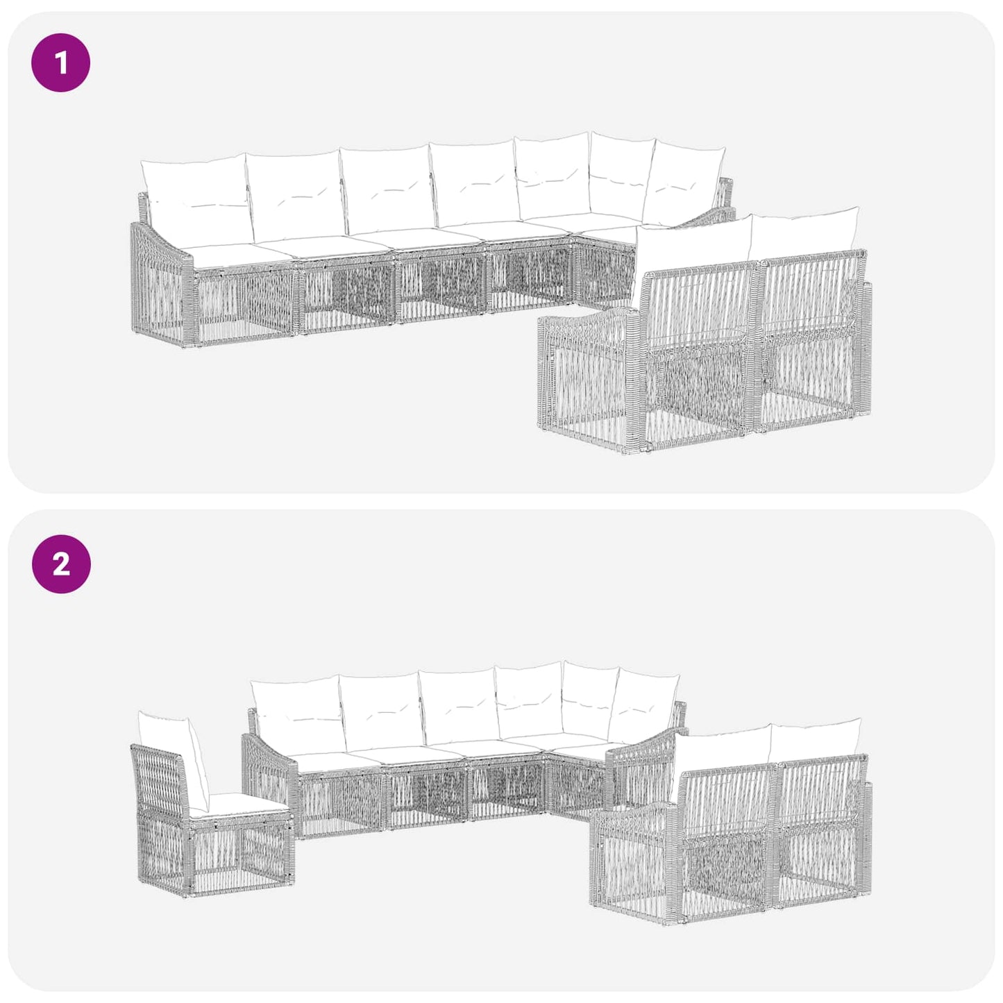 Set Divano da Giardino 8 pcs Grigio polyrattan | homemem39
