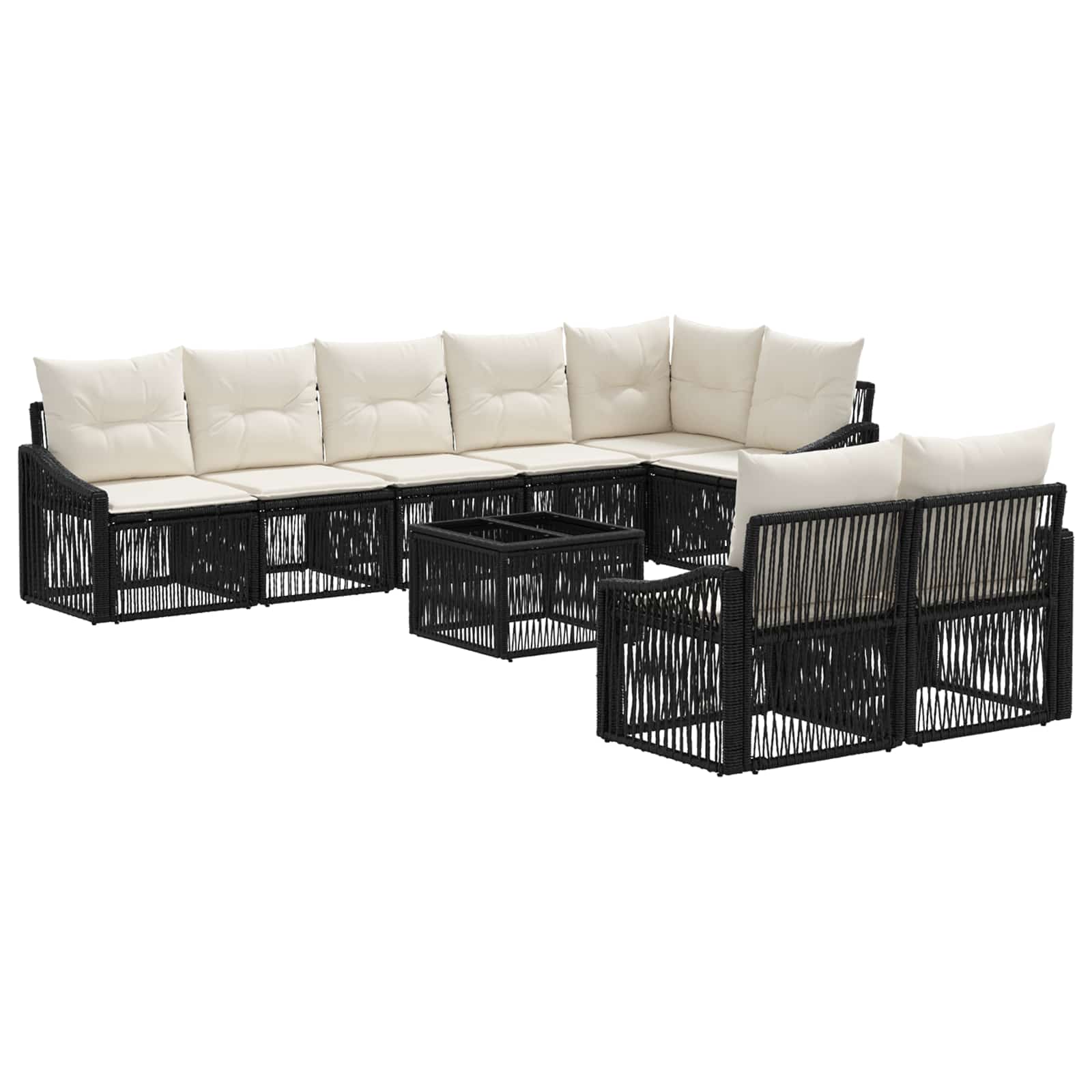 Set Divano da Giardino 9 pcs Nero polyrattan | homemem39