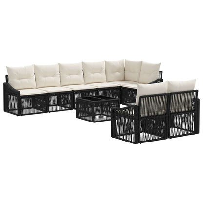 Set Divano da Giardino 9 pcs Nero polyrattan | homemem39