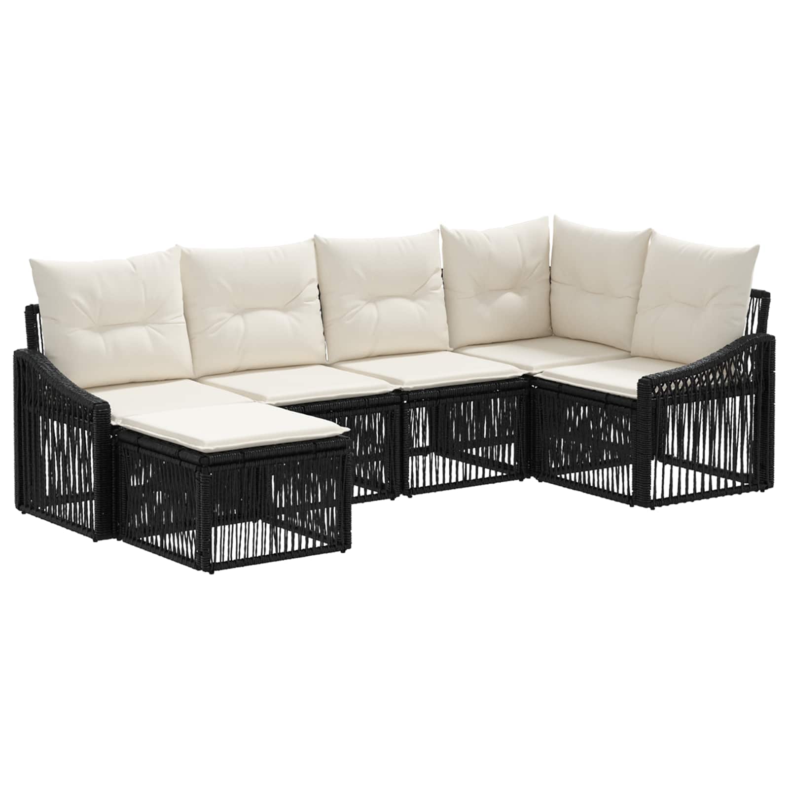 Set Divano da Giardino 6 pcs Nero polyrattan | homemem39
