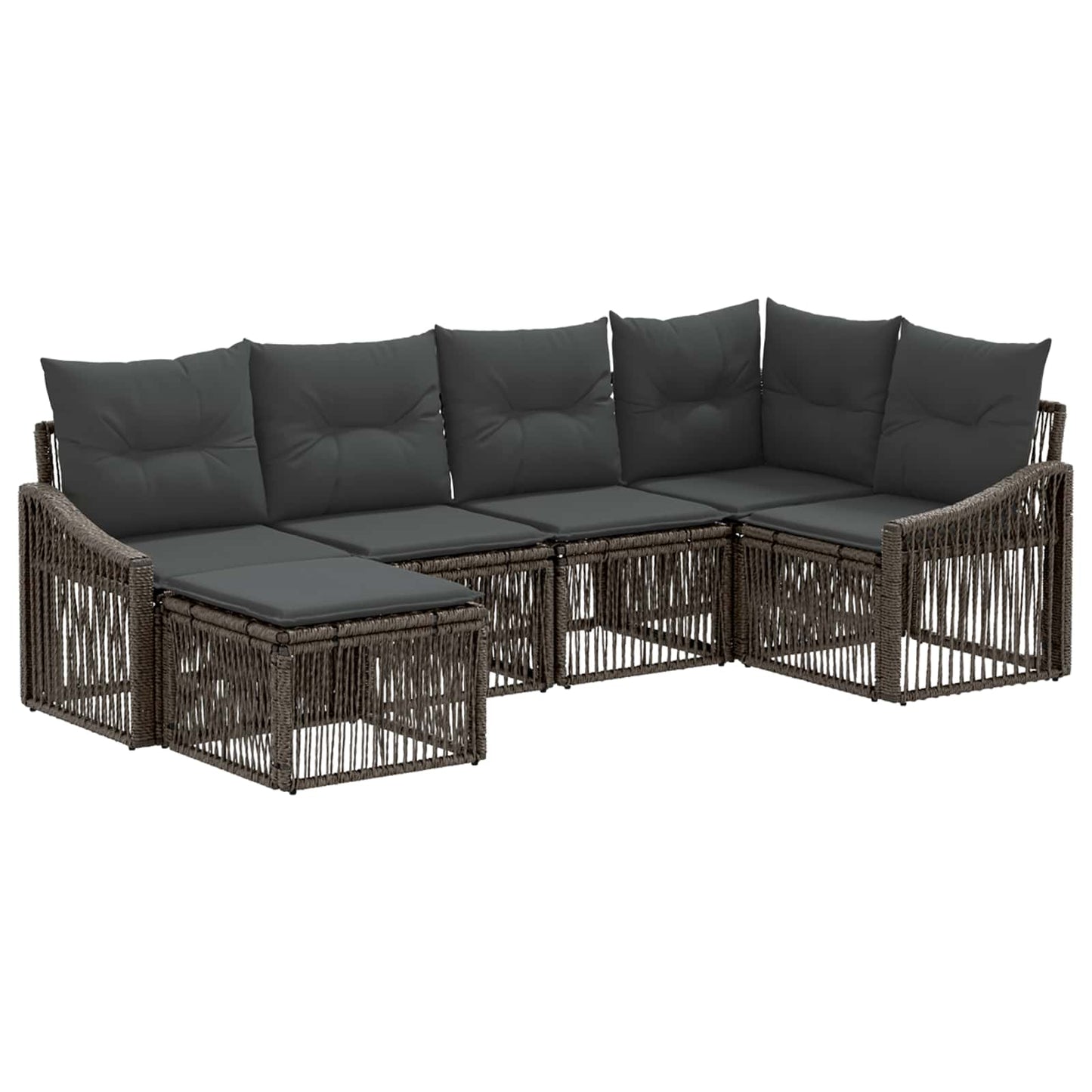 Set Divano da Giardino 6 pcs Grigio polyrattan | homemem39
