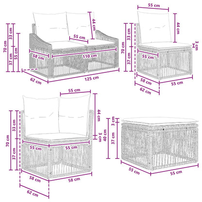 Set Divano da Giardino 6 pcs Grigio polyrattan | homemem39