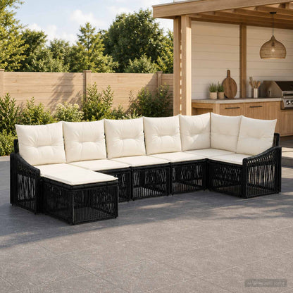 Set Divano da Giardino 7 pcs Nero polyrattan | homemem39