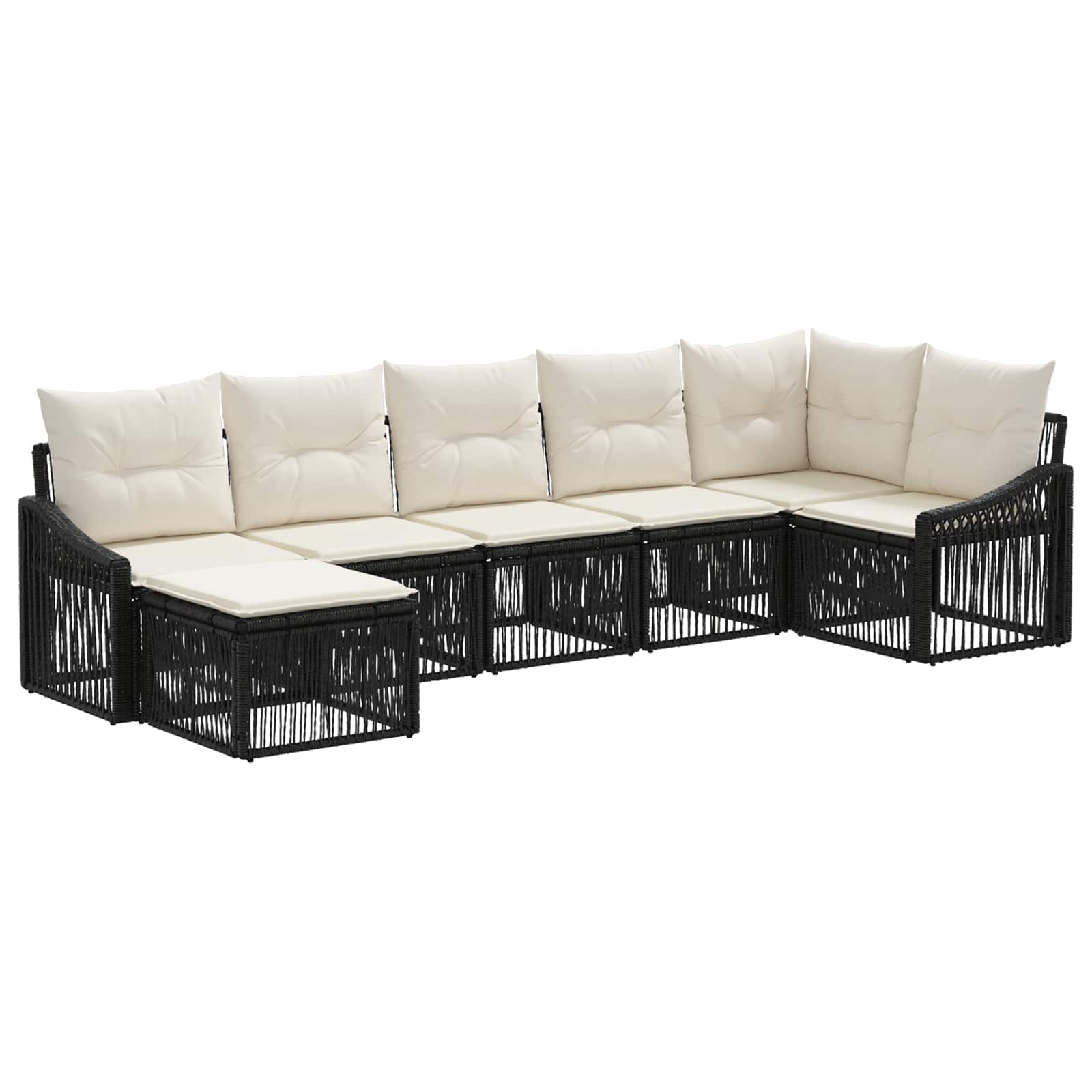 Set Divano da Giardino 7 pcs Nero polyrattan | homemem39