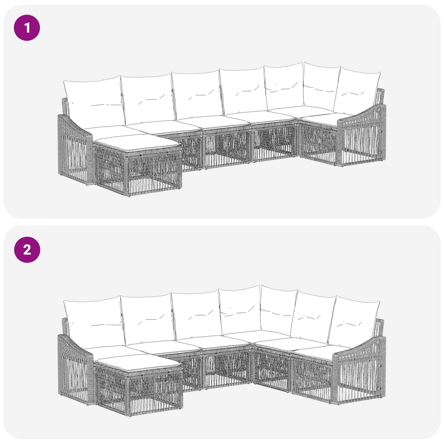 Set Divano da Giardino 7 pcs Nero polyrattan | homemem39
