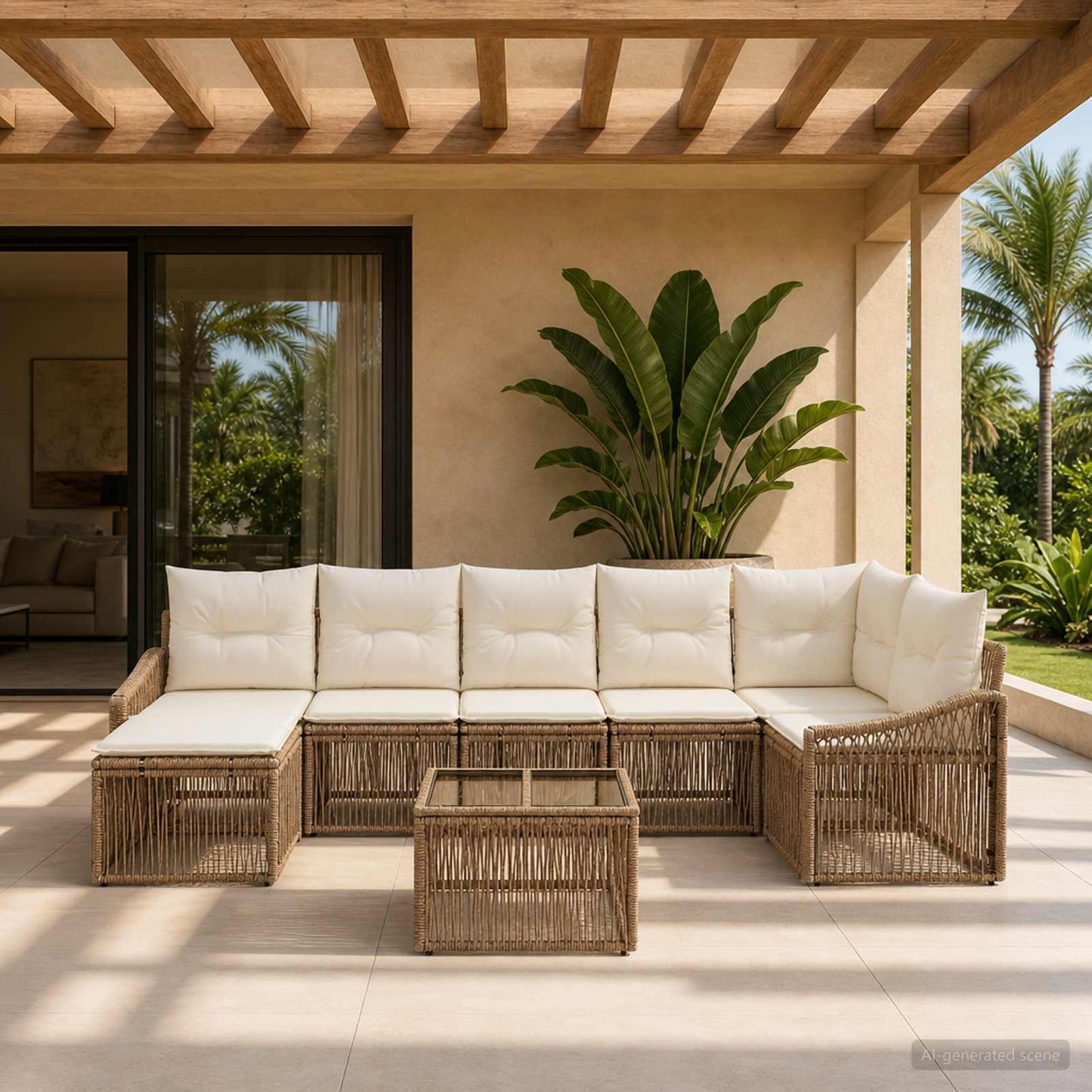 Set Divano da Giardino 8 pcs Beige polyrattan | homemem39