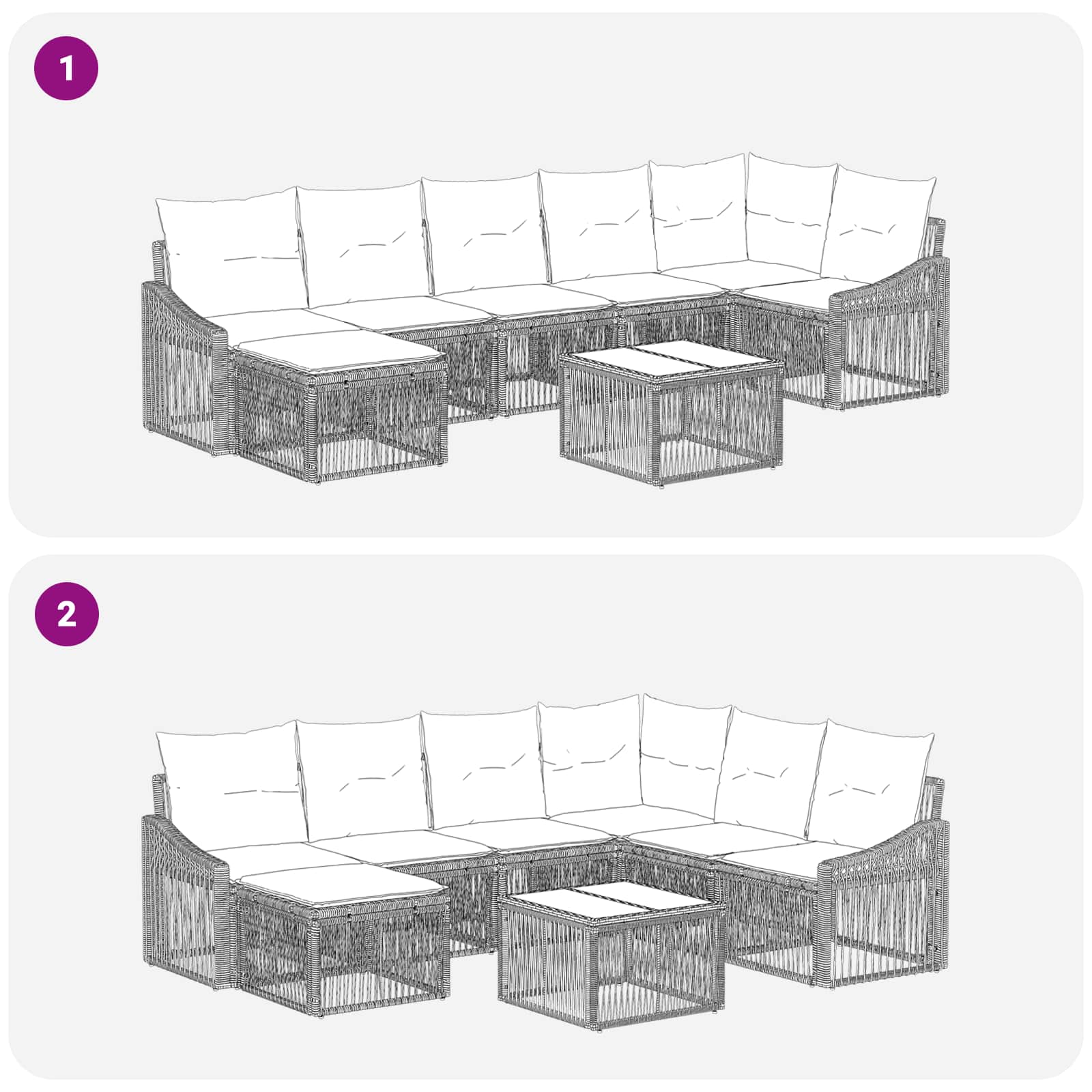 Set Divano da Giardino 8 pcs Beige polyrattan | homemem39