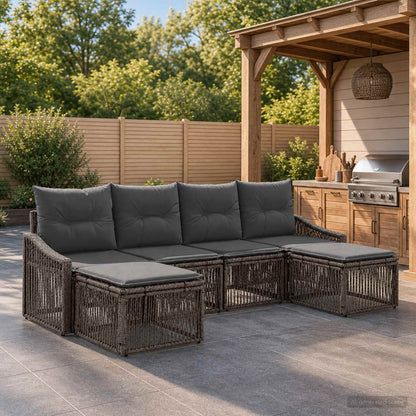 Set Divano da Giardino 6 pcs Grigio polyrattan | homemem39