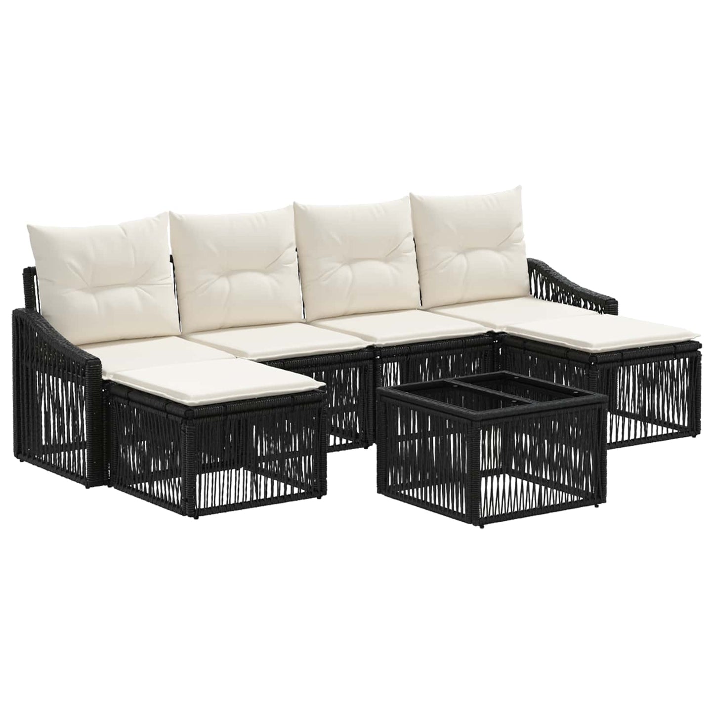 Set Divano da Giardino 7 pcs Nero polyrattan | homemem39