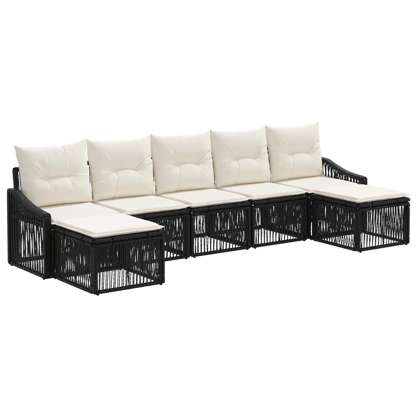 Set Divano da Giardino 7 pcs Nero polyrattan | homemem39