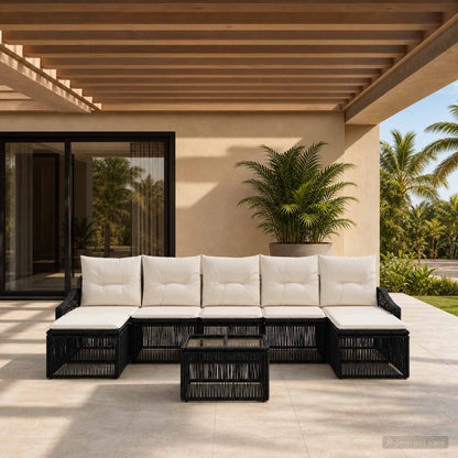 Set Divano da Giardino 8 pcs Nero polyrattan | homemem39