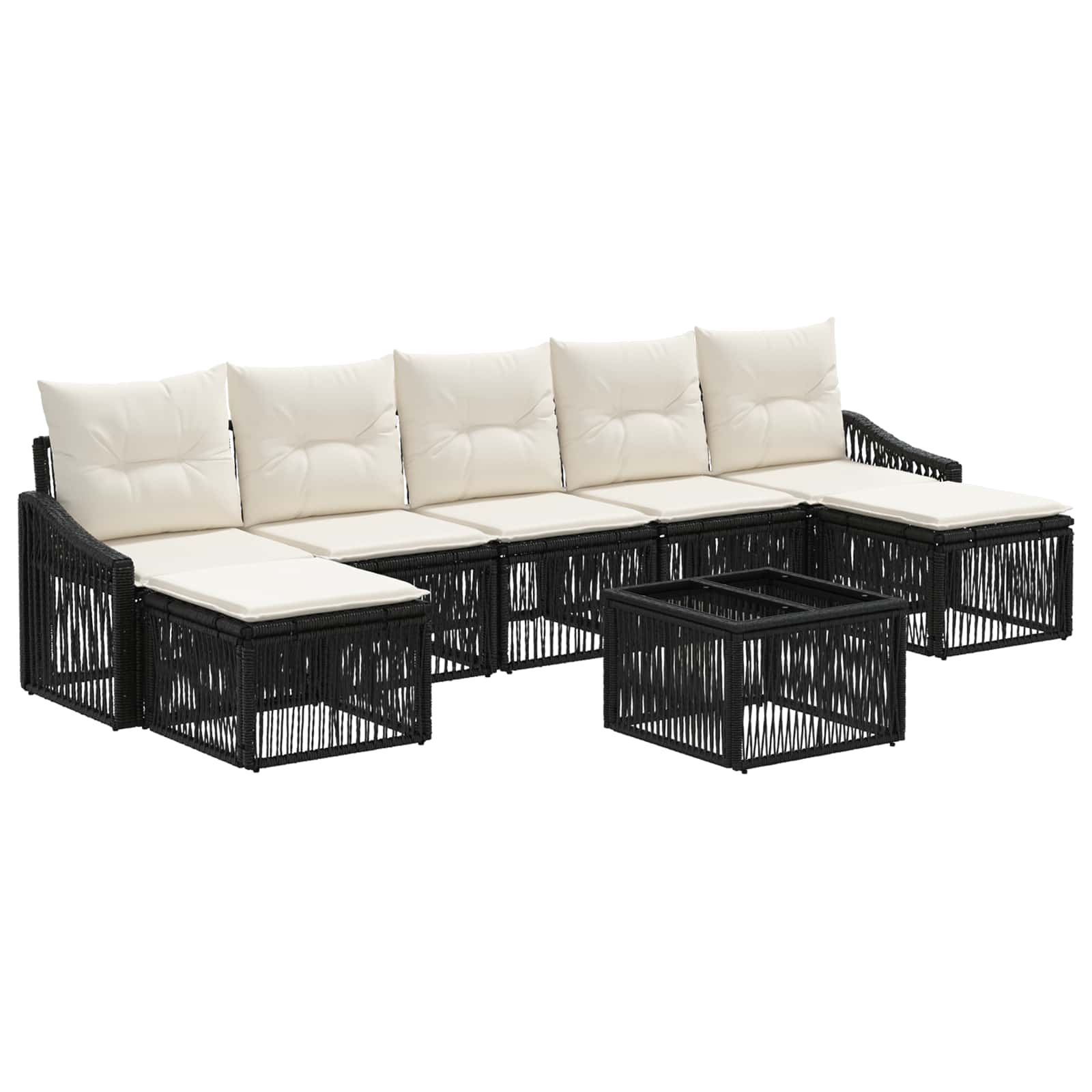 Set Divano da Giardino 8 pcs Nero polyrattan | homemem39