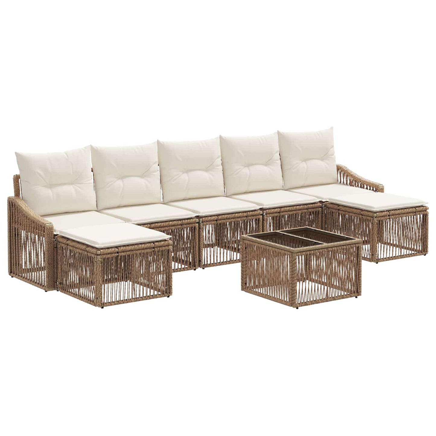 Set Divano da Giardino 8 pcs Beige polyrattan | homemem39