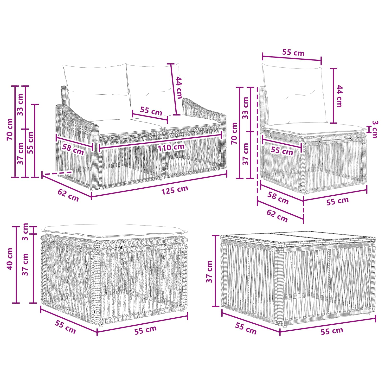 Set Divano da Giardino 8 pcs Beige polyrattan | homemem39