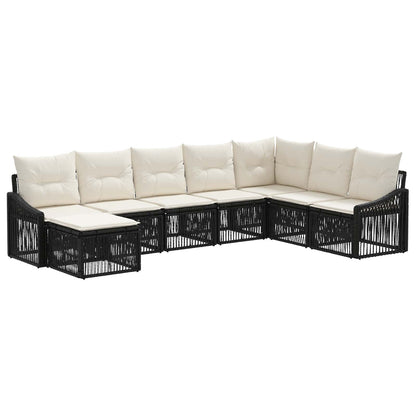 Set Divano da Giardino 8 pcs Nero polyrattan | homemem39
