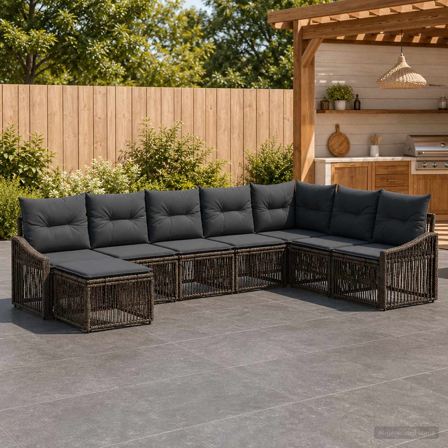 Set Divano da Giardino 8 pcs Grigio polyrattan | homemem39