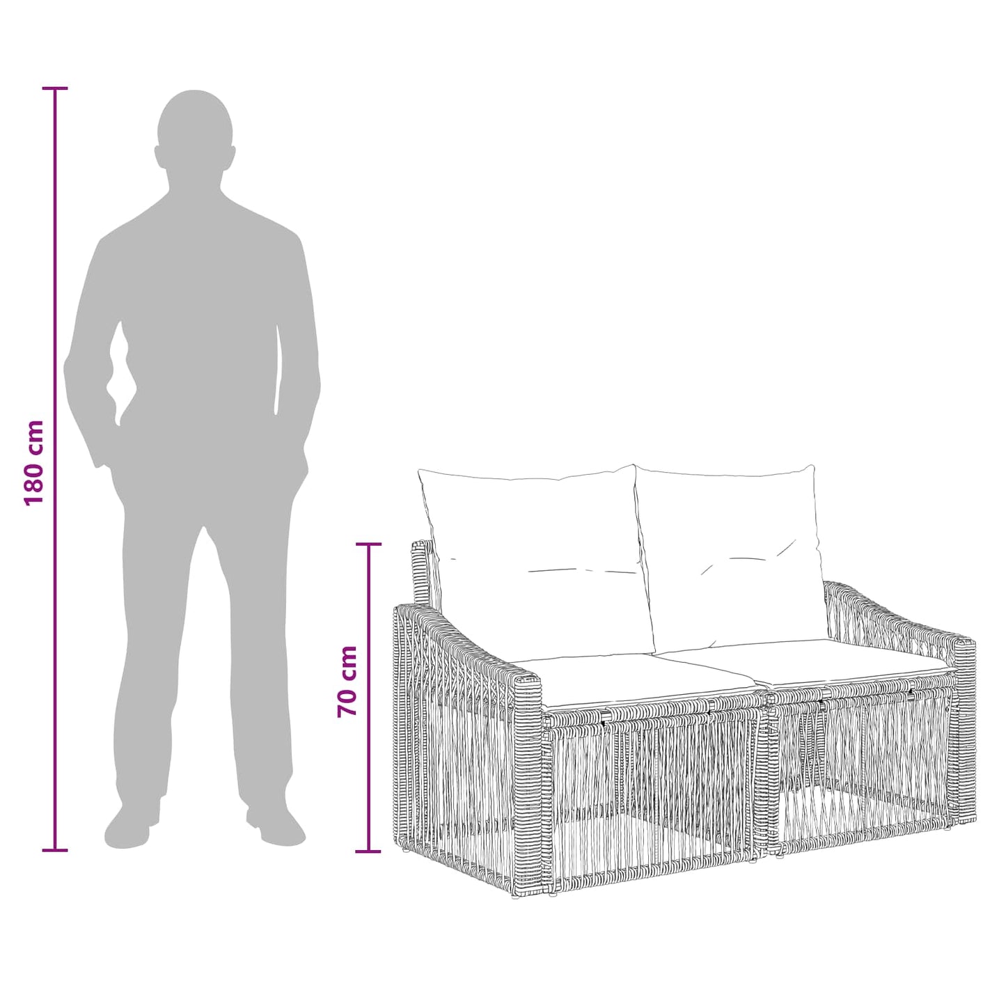 Set Divano da Giardino 9 pz Nero polyrattan