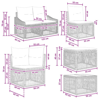 Set Divano da Giardino 9 pz Nero polyrattan