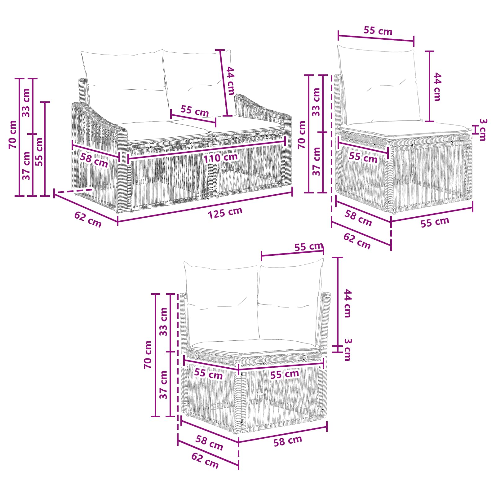 Set Divano da Giardino 9 pcs Beige polyrattan | homemem39