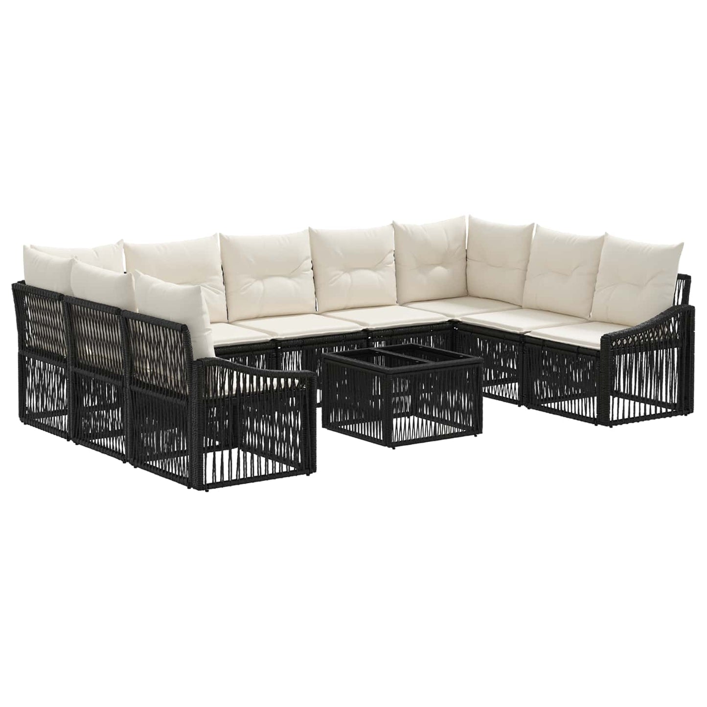 Set Divano da Giardino 10 pcs Nero polyrattan | homemem39
