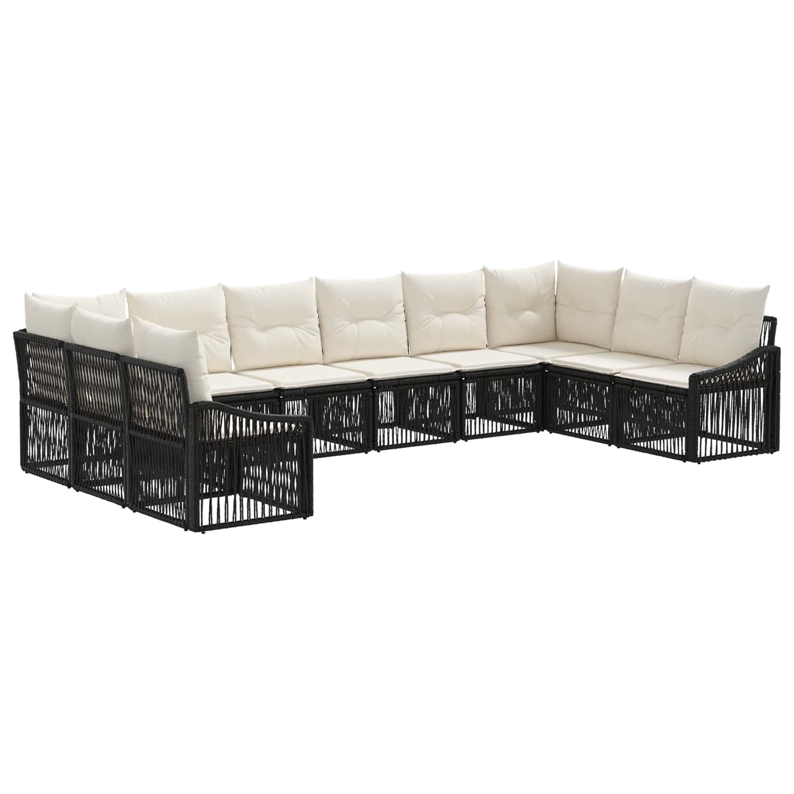 Set Divano da Giardino 10 pcs Nero polyrattan | homemem39