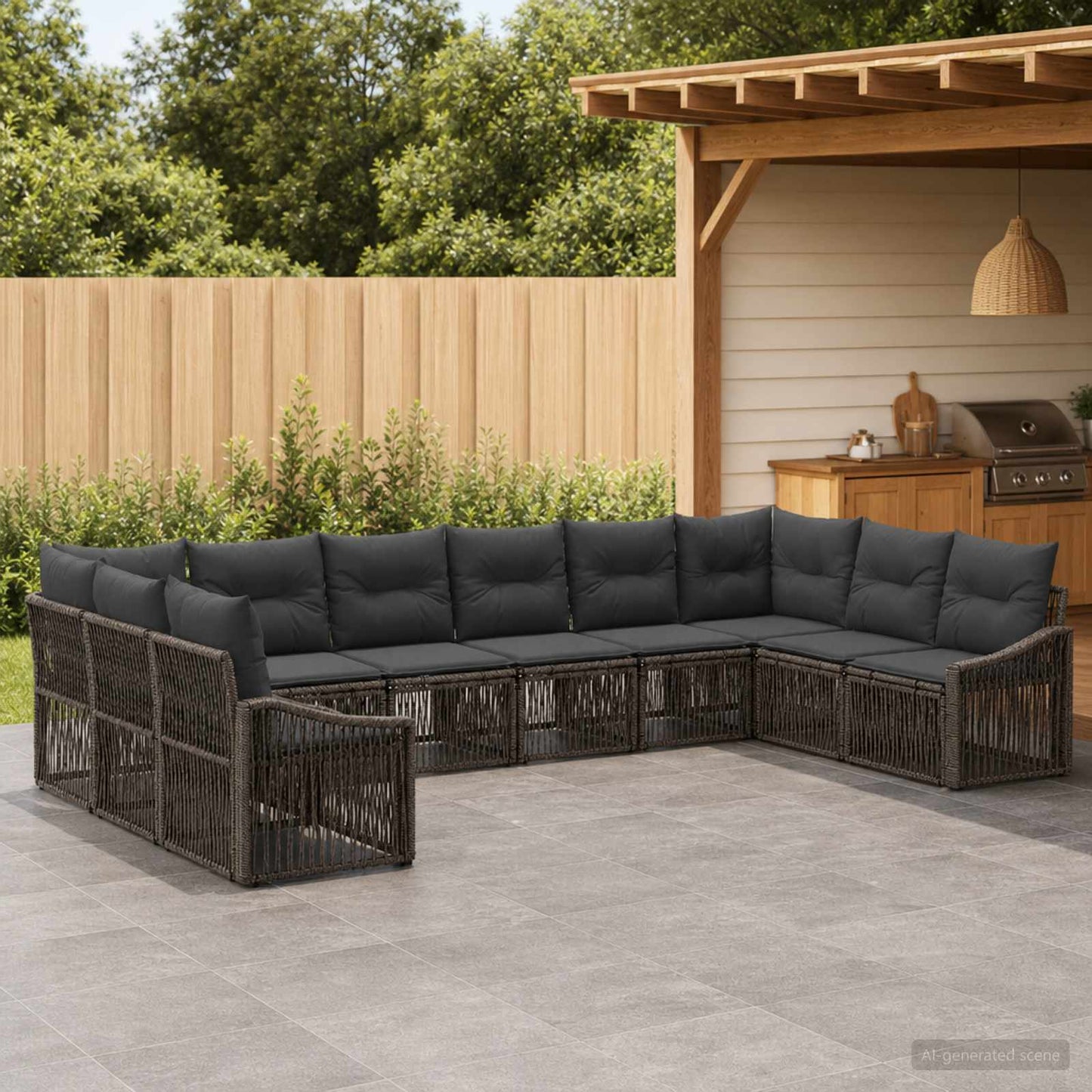 Set Divano da Giardino 10 pcs Grigio polyrattan | homemem39