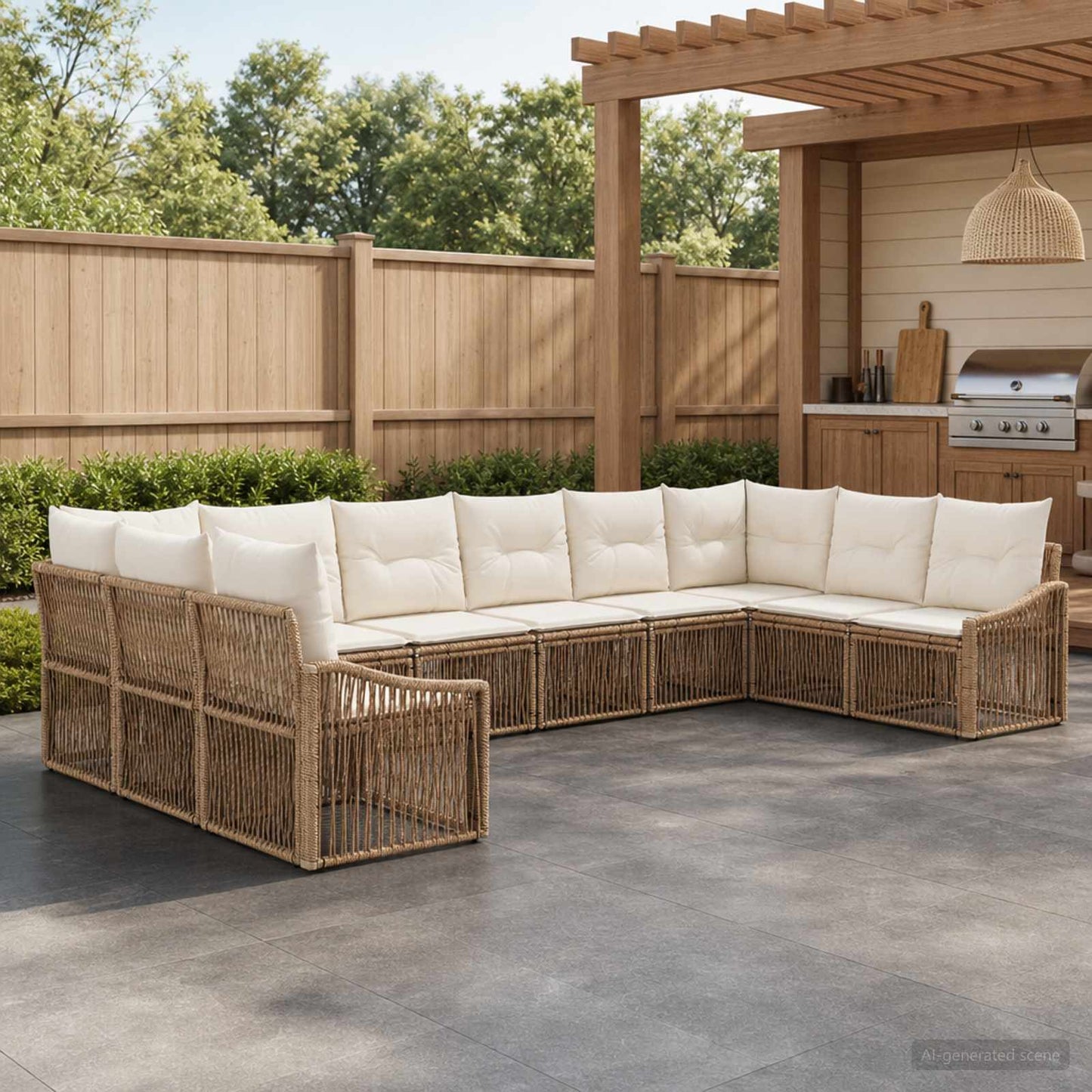 Set Divano da Giardino 10 pcs Beige polyrattan | homemem39