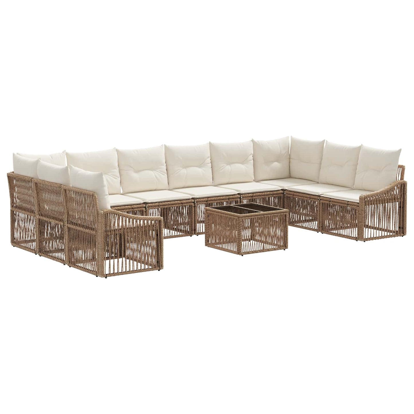 Set Divano da Giardino 11 pz Beige polyrattan