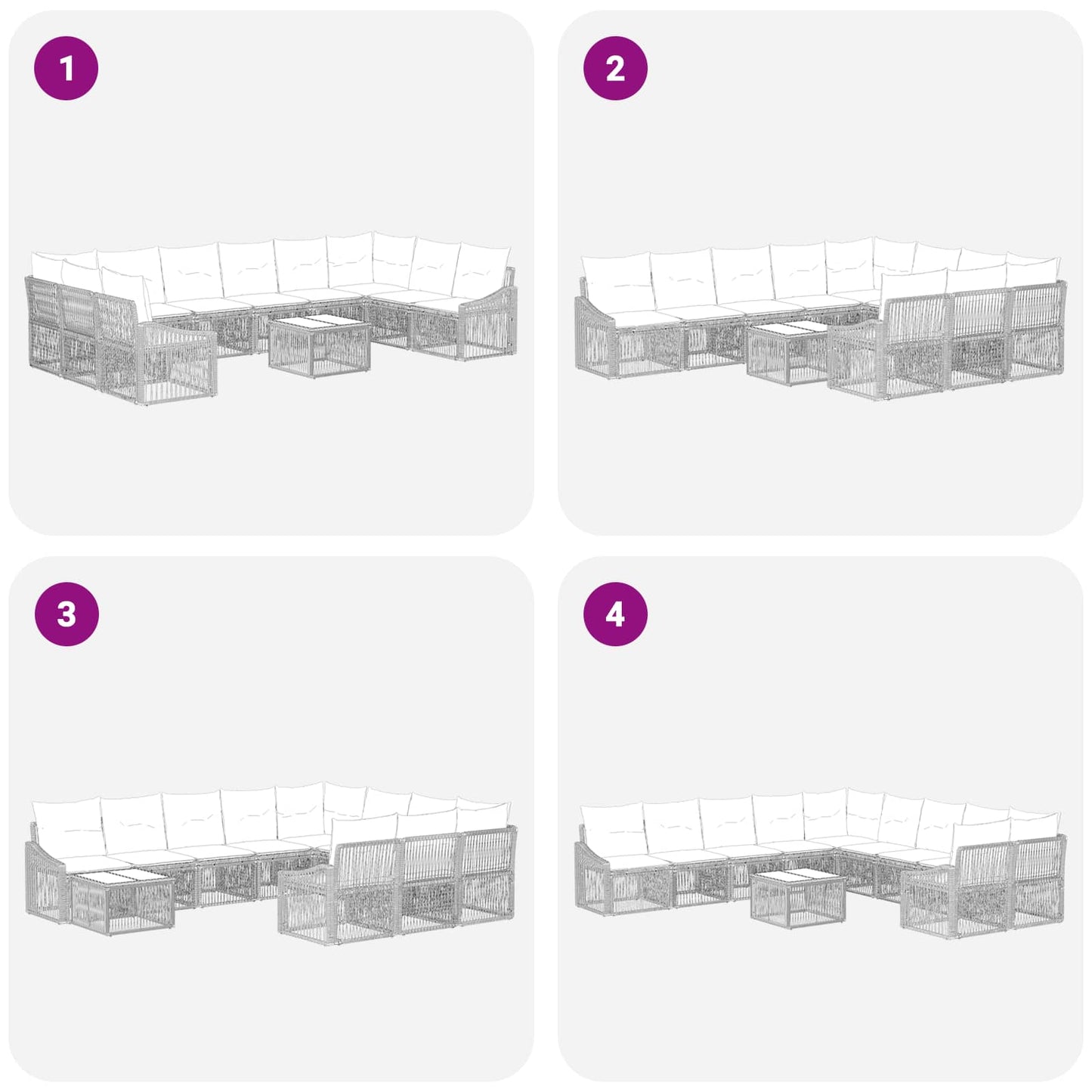 Set Divano da Giardino 11 pz Beige polyrattan