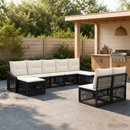 Set Divano da Giardino 9 pcs Nero polyrattan | homemem39