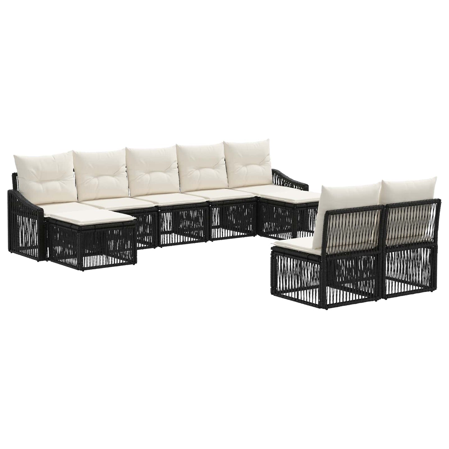 Set Divano da Giardino 9 pcs Nero polyrattan | homemem39