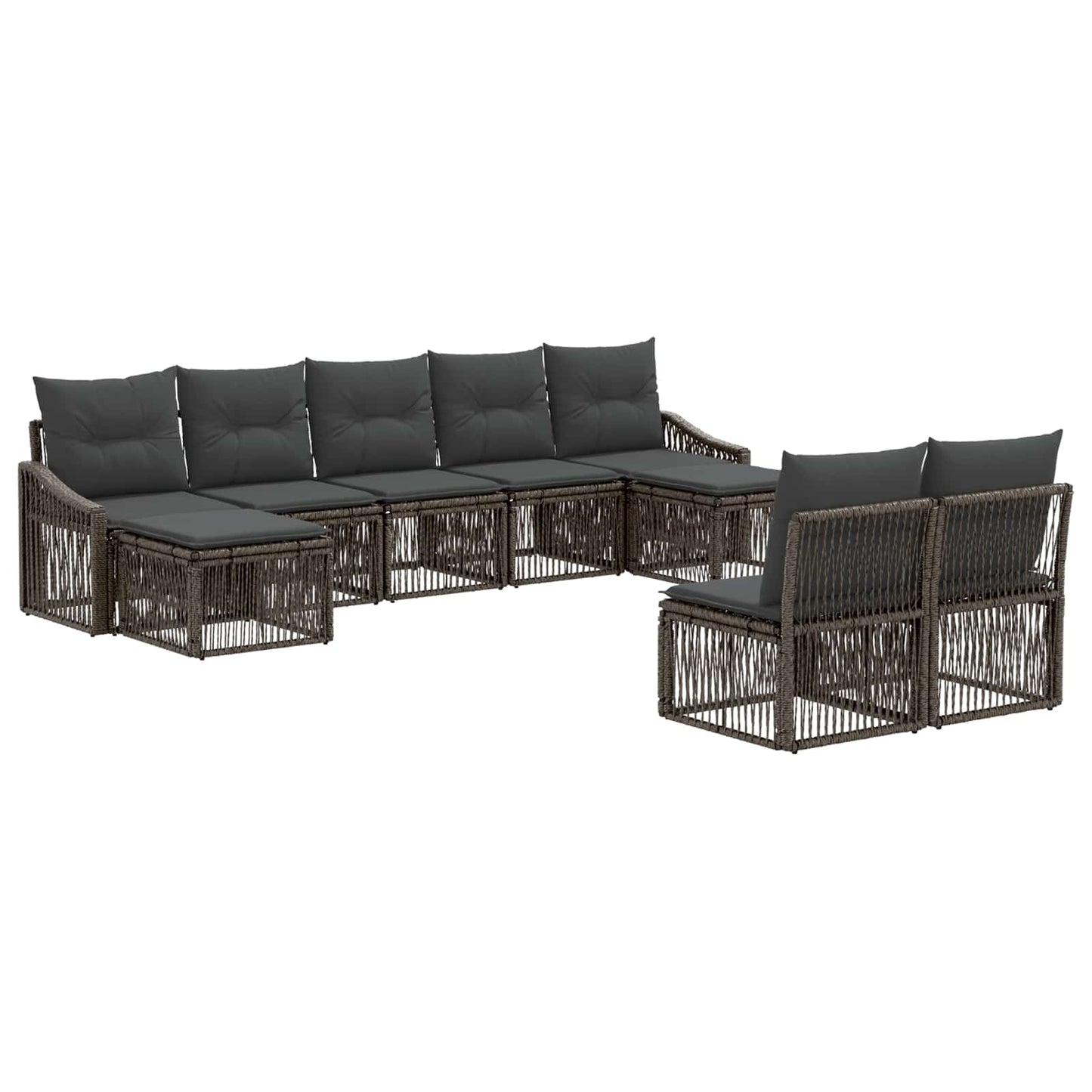 Set Divano da Giardino 9 pcs Grigio polyrattan | homemem39