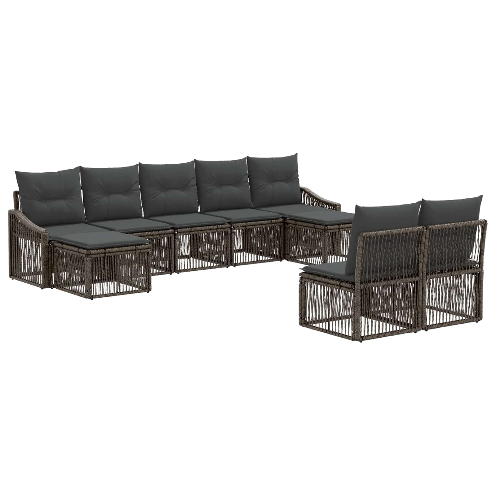 Set Divano da Giardino 9 pcs Grigio polyrattan | homemem39