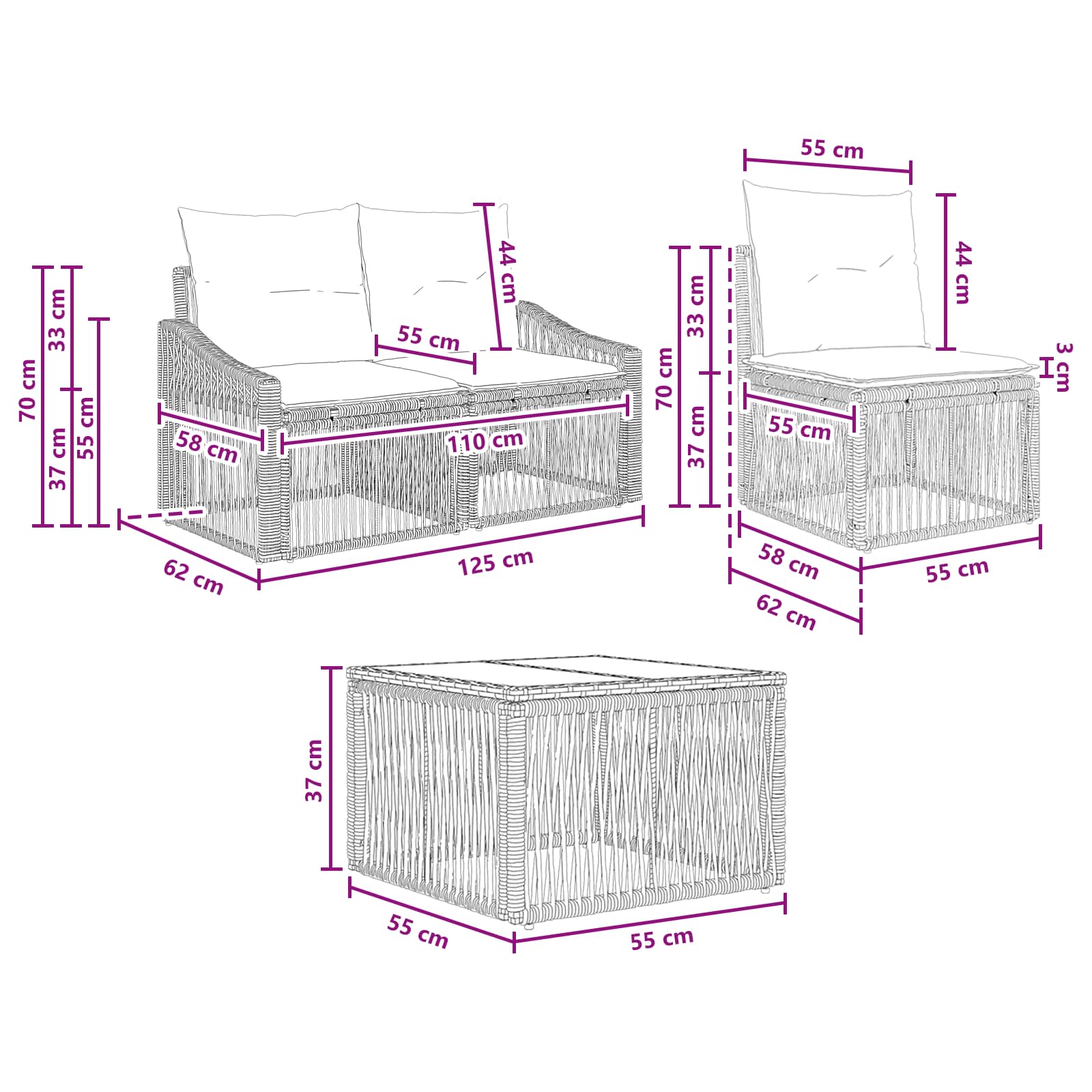 Set Divano da Giardino 9 pcs Grigio polyrattan | homemem39