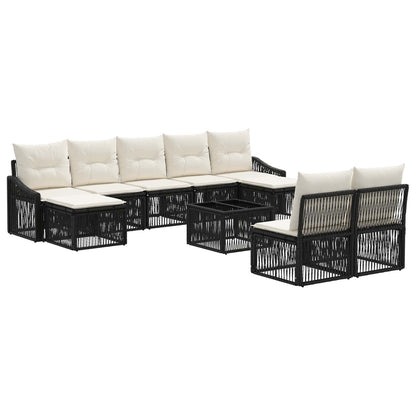 Set Divano da Giardino 10 pz Nero polyrattan
