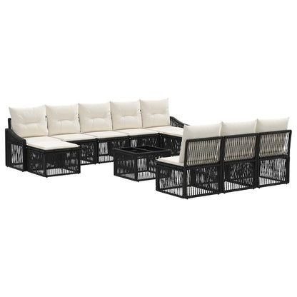 Set Divano da Giardino 11 pz Nero polyrattan
