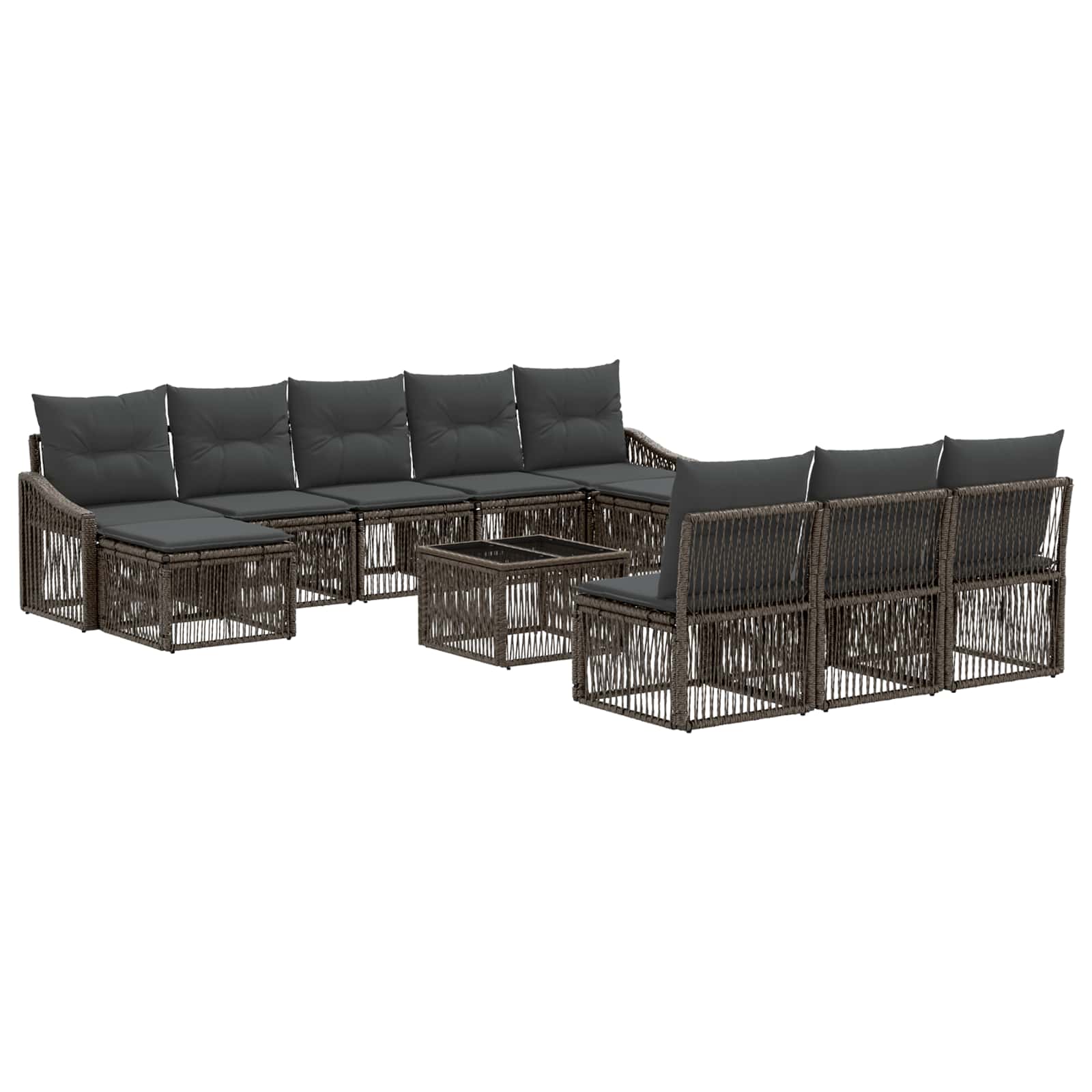 Set Divano da Giardino 11 pcs Grigio polyrattan | homemem39